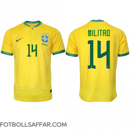 Brasilien Eder Militao #14 Hemmatröja VM 2022 Kortärmad